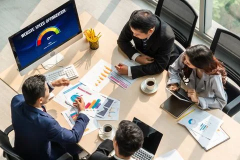 Computer software evaluating website loading speed snugly. Stock Photos