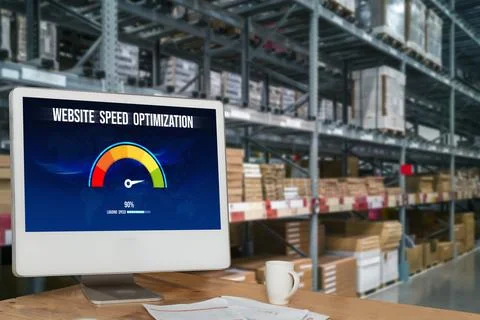 Computer software evaluating website loading speed snugly. Stock Photos