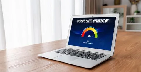 Computer software evaluating website loading speed snugly. Stock Photos