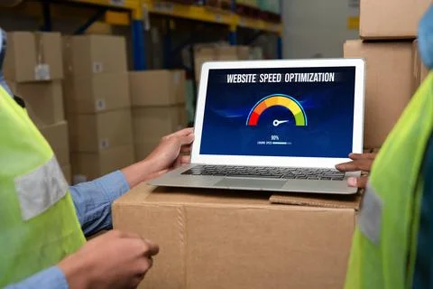 Computer software evaluating website loading speed snugly. Foto stock