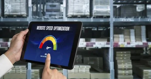 Computer software evaluating website loading speed snugly. Stock Photos