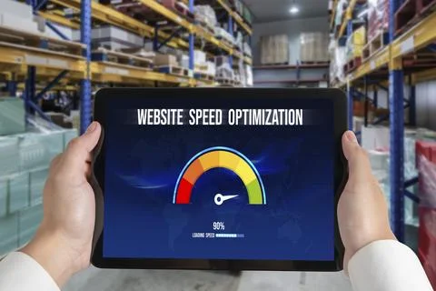Computer software evaluating website loading speed snugly. Stock Photos