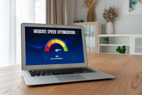 Computer software evaluating website loading speed snugly. Stock Photos