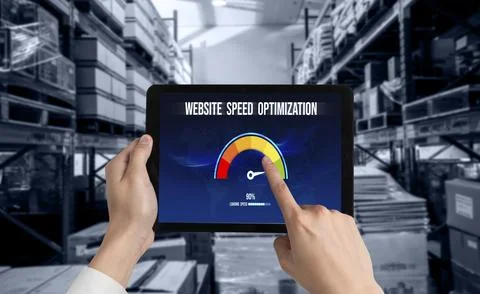 Computer software evaluating website loading speed snugly. Stock Photos