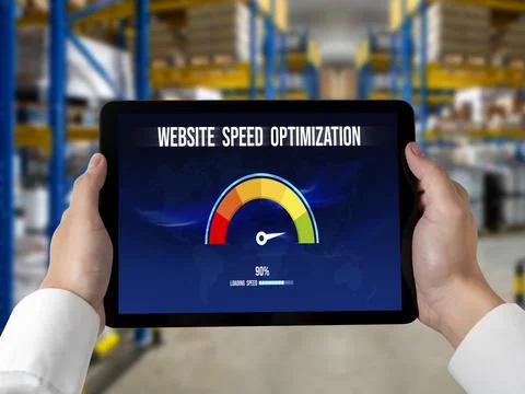 Computer software evaluating website loading speed snugly. Stock Photos