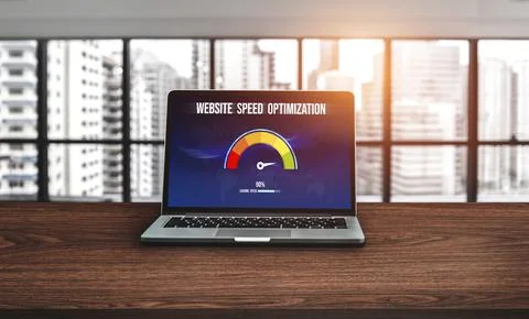 Computer software evaluating website loading speed snugly. Stock Photos