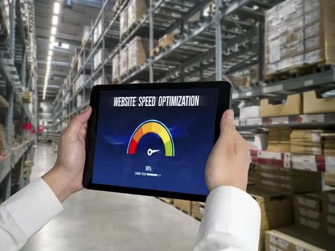 Computer software evaluating website loading speed snugly. 스톡 사진