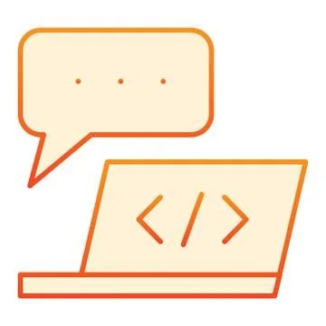 Computer software flat icon. Laptop development orange icons in trendy flat イラスト素材