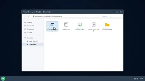 Computer software installation process animation on desktop. 4K Stock Footage 341694450