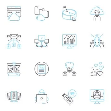 Computer software linear icons set. Program, Code, Application, Algorithm Stock Illustration