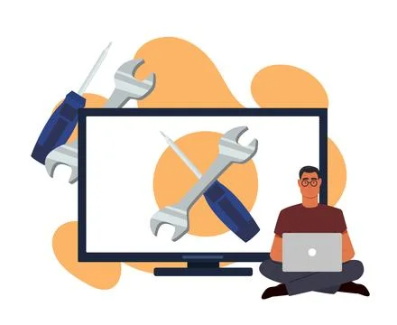 Computer software maintenance concept. Vector illustration Stock Illustration