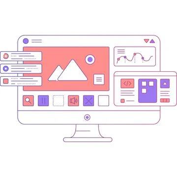 Computer software outline icon program code vector Stockillustratie