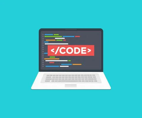 Computer software with programming coding text application window. Stock Illustration