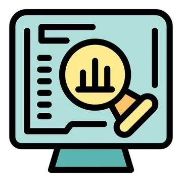 Computer software showing magnifying glass focusing on graph icon Stock-Illustration