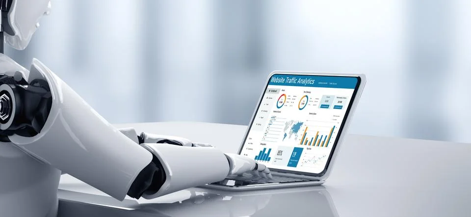 Computer software for website traffic analytics data on computer screen snugly Stock Illustration