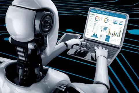 Computer software for website traffic analytics data on computer screen snugly 스톡 일러스트