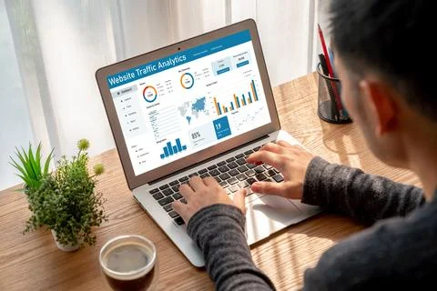 Computer software for website traffic analytics data on computer screen snugly 写真素材
