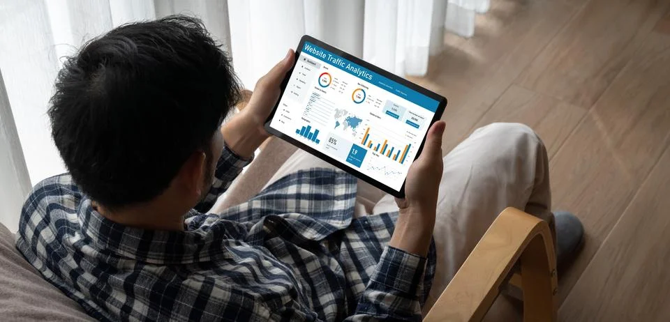 Computer software for website traffic analytics data on computer screen snugly 写真素材