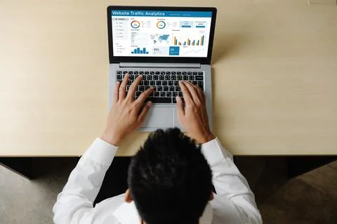 Computer software for website traffic analytics data on computer screen snugly Foto stock