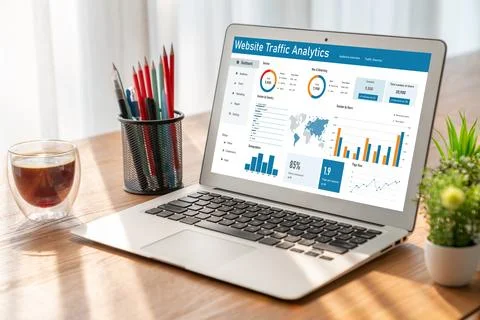 Computer software for website traffic analytics data on computer screen snugly 写真素材