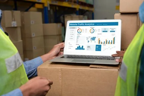 Computer software for website traffic analytics data on computer screen snugly 写真素材