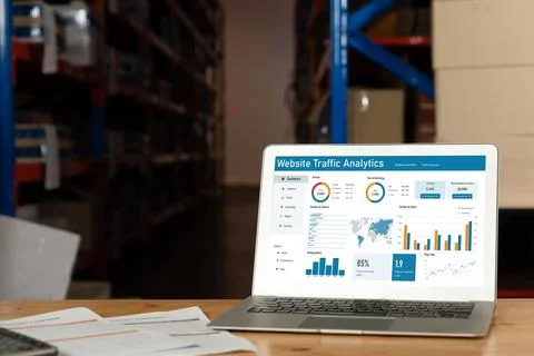 Computer software for website traffic analytics data on computer screen snugly 写真素材