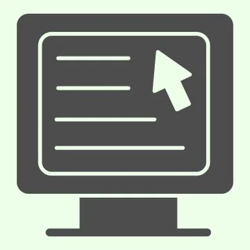 Computer solid icon. Webpage with cursor on monitor glyph style pictogram on 스톡 일러스트