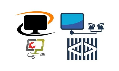 Computer Solution Template Set Illustrazione stock