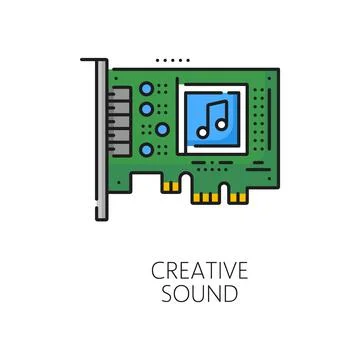 Computer sound card software color outline icon Stock Illustration