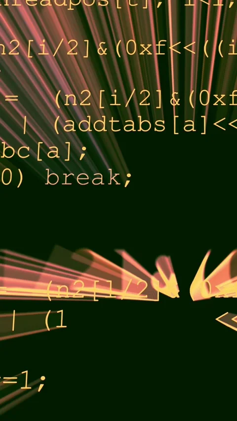 Computer source code scrolling with light beams Stock Footage 327726015