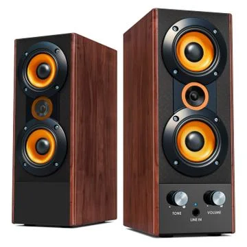 Computer Speakers, 3D rendering Stock Illustration
