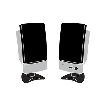 Computer speakers icon design Illustrazione stock