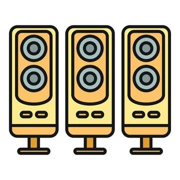 Computer speakers producing multimedia sound icon concept Illustrazione stock