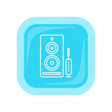 Computer Speakers Web Button. PC Loudspeakers Stock Illustration