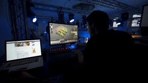 Computer specialist testing the program Video stock 129639525