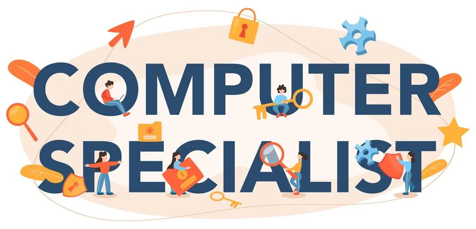 Computer specialist typographic header. Idea of digital data Stock Illustration