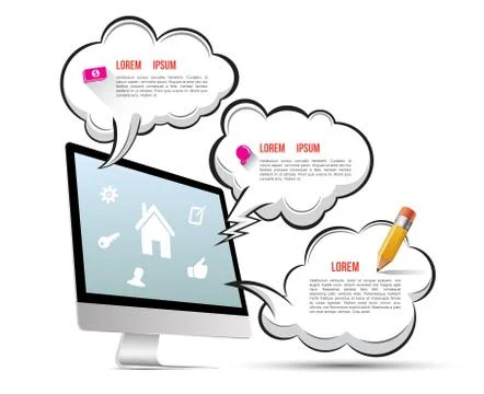 Computer with speech bubble Stock Illustration