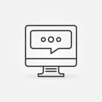 Computer with Speech Bubble line icon. Vector Messaging symbol Stockillustratie