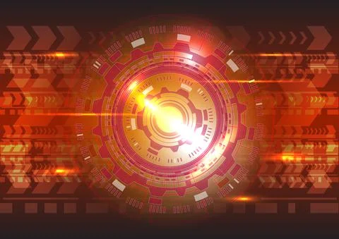 Computer speed arrow. Abstract hologram hi-tech background. Virtual reality t Stock Illustration