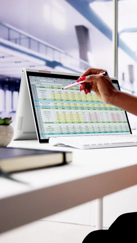 Computer Spreadsheet Data Analyst Woman Stock Footage 275497864