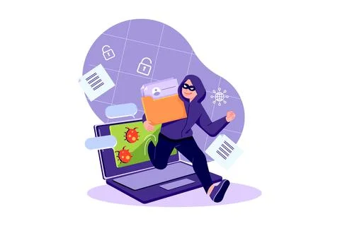 Computer Spyware Attack Stock Illustration