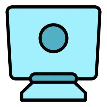 Computer stand icon vector flat Stock Illustration