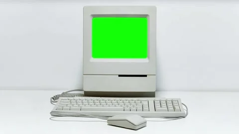 Computer Starting up and Shutting down with Glitch and Green screen Video stock 166872796