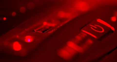 The computer starts and the mini jack and usb plug turns on Stock Footage 125916971