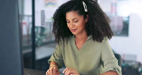 Computer, startup or happy black woman programmer for cybersecurity, app coding Stock Footage 226296175