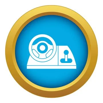Computer steering wheel icon blue vector isolated Illustrazione stock