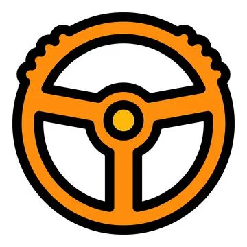 Computer steering wheel icon color outline vector Stock Illustration