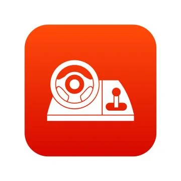 Computer steering wheel icon digital red Stock-Illustration