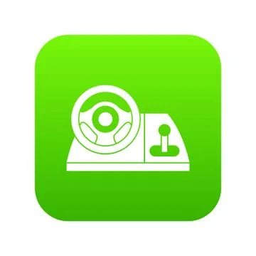 Computer steering wheel icon digital green Stock-Illustration