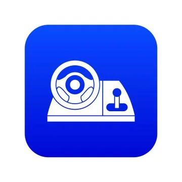 Computer steering wheel icon digital blue Stock-Illustration